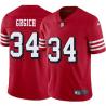 Red Throwback Visco Grgich 49ers Jersey Custom Sewn-on Patches Mens Womens Youth