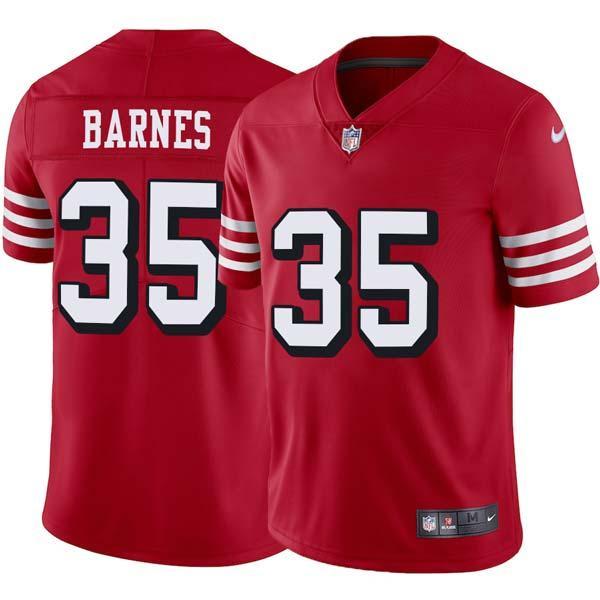 Red Throwback Larry Barnes 49ers Jersey Custom Sewn-on Patches Mens Womens Youth