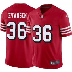 Red Throwback Paul Evansen 49ers Jersey Custom Sewn-on Patches Mens Womens Youth