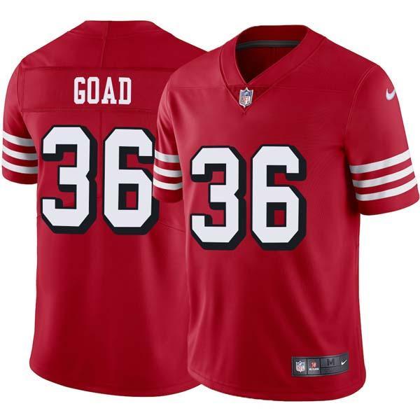 Red Throwback Paul Goad 49ers Jersey Custom Sewn-on Patches Mens Womens Youth