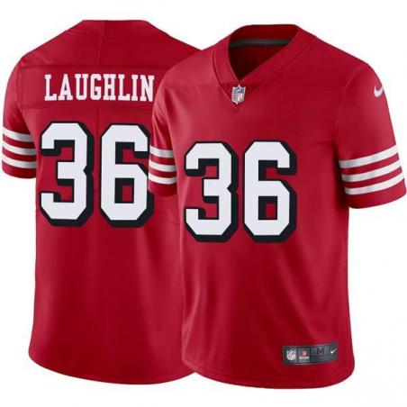 Red Throwback Bud Laughlin 49ers Jersey Custom Sewn-on Patches Mens Womens Youth