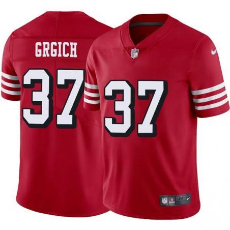 Red Throwback Visco Grgich 49ers Jersey Custom Sewn-on Patches Mens Womens Youth