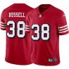 Red Throwback Damien Russell 49ers Jersey Custom Sewn-on Patches Mens Womens Youth