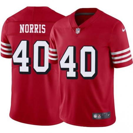 Red Throwback Moran Norris 49ers Jersey Custom Sewn-on Patches Mens Womens Youth