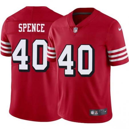 Red Throwback Julian Spence 49ers Jersey Custom Sewn-on Patches Mens Womens Youth