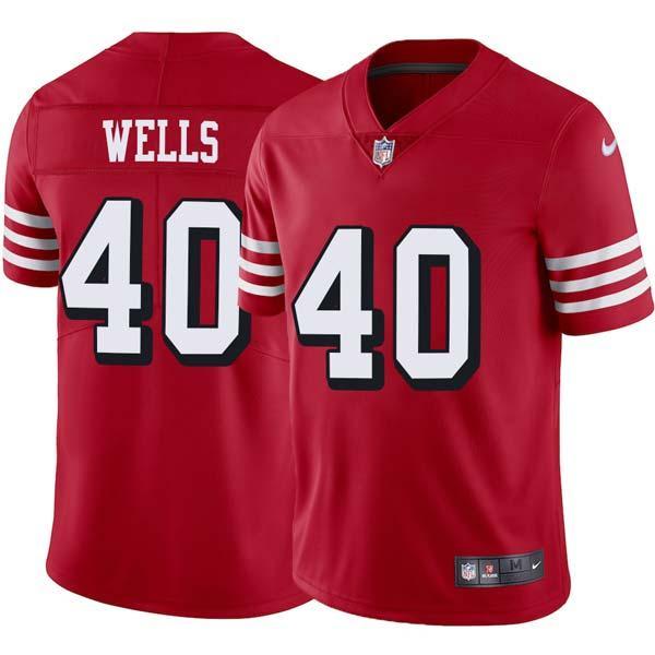 Red Throwback Mike Wells 49ers Jersey Custom Sewn-on Patches Mens Womens Youth