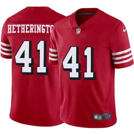 Red Throwback Chris Hetherington 49ers Jersey Custom Sewn-on Patches Mens Womens Youth