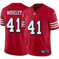 Red Throwback Emmanuel Moseley 49ers Jersey Custom Sewn-on Patches Mens Womens Youth