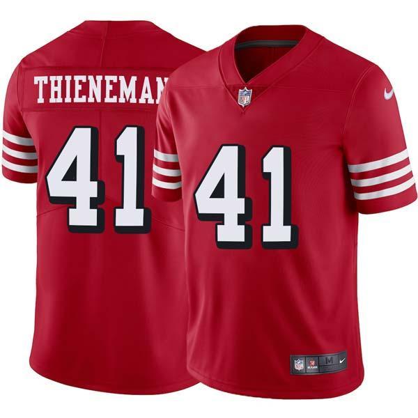 Red Throwback Jacob Thieneman 49ers Jersey Custom Sewn-on Patches Mens Womens Youth