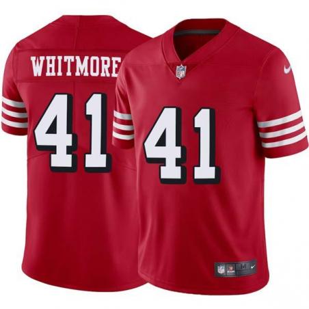Red Throwback Dave Whitmore 49ers Jersey Custom Sewn-on Patches Mens Womens Youth