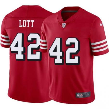 Red Throwback Ronnie Lott 49ers Jersey Custom Sewn-on Patches Mens Womens Youth