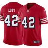 Red Throwback Ronnie Lott 49ers Jersey Custom Sewn-on Patches Mens Womens Youth