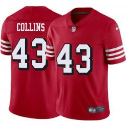 Red Throwback Ray Collins 49ers Jersey Custom Sewn-on Patches Mens Womens Youth