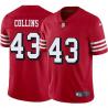 Red Throwback Ray Collins 49ers Jersey Custom Sewn-on Patches Mens Womens Youth