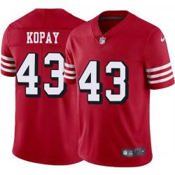 Red Throwback Dave Kopay 49ers Jersey Custom Sewn-on Patches Mens Womens Youth