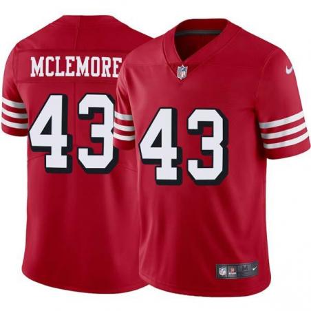 Red Throwback Dana McLemore 49ers Jersey Custom Sewn-on Patches Mens Womens Youth