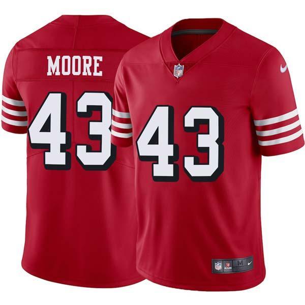 Red Throwback Gene Moore 49ers Jersey Custom Sewn-on Patches Mens Womens Youth