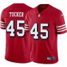 Red Throwback Bill Tucker 49ers Jersey Custom Sewn-on Patches Mens Womens Youth