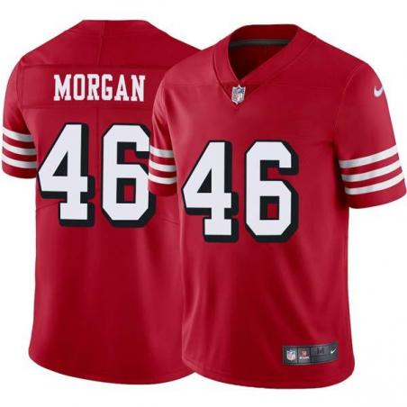 Red Throwback Melvin Morgan 49ers Jersey Custom Sewn-on Patches Mens Womens Youth