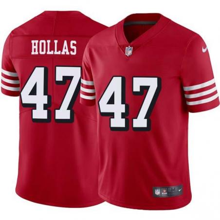 Red Throwback Hugo Hollas 49ers Jersey Custom Sewn-on Patches Mens Womens Youth