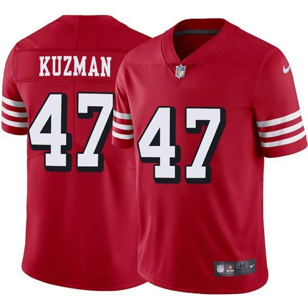 Red Throwback John Kuzman 49ers Jersey Custom Sewn-on Patches Mens Womens Youth