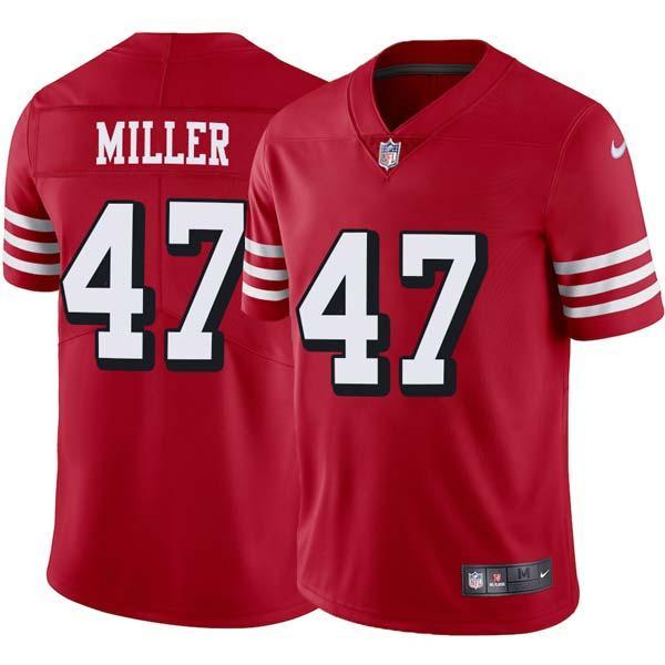 Red Throwback Brit Miller 49ers Jersey Custom Sewn-on Patches Mens Womens Youth