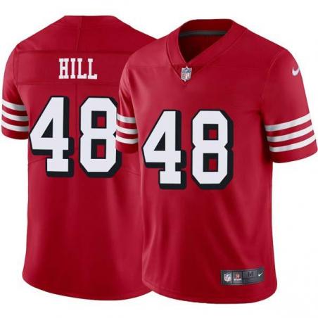 Red Throwback Brian Hill 49ers Jersey Custom Sewn-on Patches Mens Womens Youth