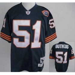 Dick Butkus Chicago Football Jersey - Chicago #51 Football Jersey(Throwback Navy with Bear patch)