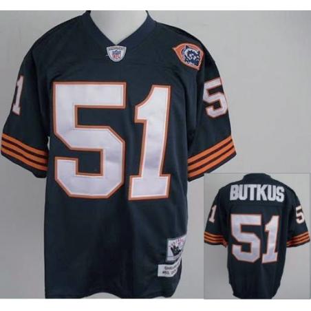 Dick Butkus Chicago Football Jersey - Chicago #51 Football Jersey(Throwback Navy with Bear patch)