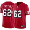 Red Throwback Jesse Freitas 49ers Jersey Custom Sewn-on Patches Mens Womens Youth