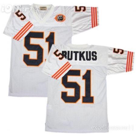 Dick Butkus Chicago Football Jersey - Chicago #51 Football Jersey(White Throwback with bear patch)
