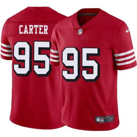 Red Throwback Michael Carter 49ers Jersey Custom Sewn-on Patches Mens Womens Youth