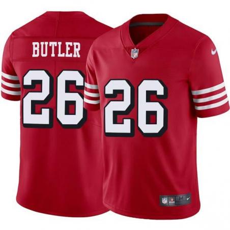 Red Throwback John Butler 49ers Jersey Custom Sewn-on Patches Mens Womens Youth