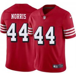 Red Throwback Moran Norris 49ers Jersey Custom Sewn-on Patches Mens Womens Youth