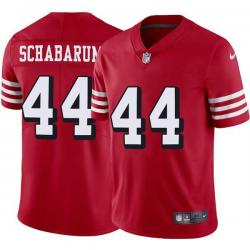 Red Throwback Pete Schabarum 49ers Jersey Custom Sewn-on Patches Mens Womens Youth