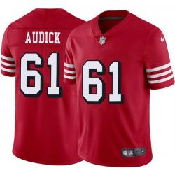 Red Throwback Dan Audick 49ers Jersey Custom Sewn-on Patches Mens Womens Youth