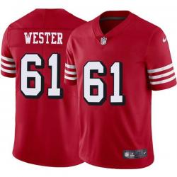 Red Throwback Leonard Wester 49ers Jersey Custom Sewn-on Patches Mens Womens Youth