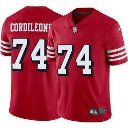 Red Throwback Lou Cordileone 49ers Jersey Custom Sewn-on Patches Mens Womens Youth