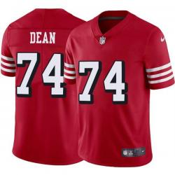 Red Throwback Fred Dean 49ers Jersey Custom Sewn-on Patches Mens Womens Youth