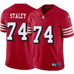 Red Throwback Joe Staley 49ers Jersey Custom Sewn-on Patches Mens Womens Youth