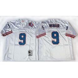 White Steve McNair Oilers #9 Throwback Football Jersey with INAUGURAL SEASON 1997 Patch