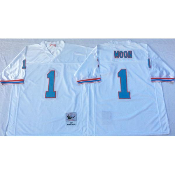 Warren Moon Oilers Football Jersey - Oilers #1 Football Jersey(White Throwback)