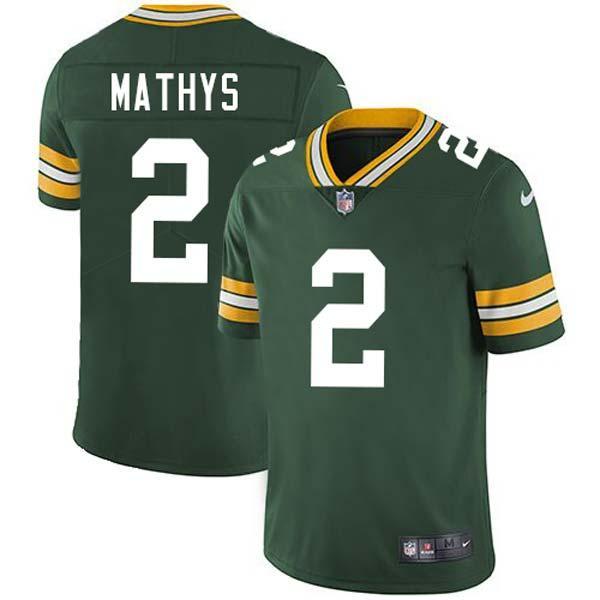 Green Charlie Mathys Packers Jersey Custom Sewn-on Patches Mens Womens Youth