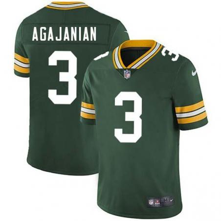 Green Ben Agajanian Packers Jersey Custom Sewn-on Patches Mens Womens Youth