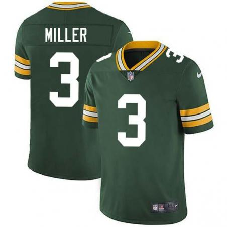 Green Paul Miller Packers Jersey Custom Sewn-on Patches Mens Womens Youth