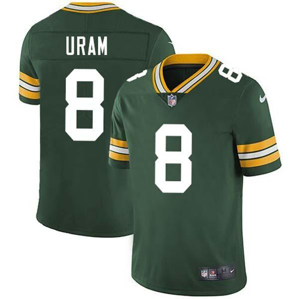 Green Andy Uram Packers Jersey Custom Sewn-on Patches Mens Womens Youth
