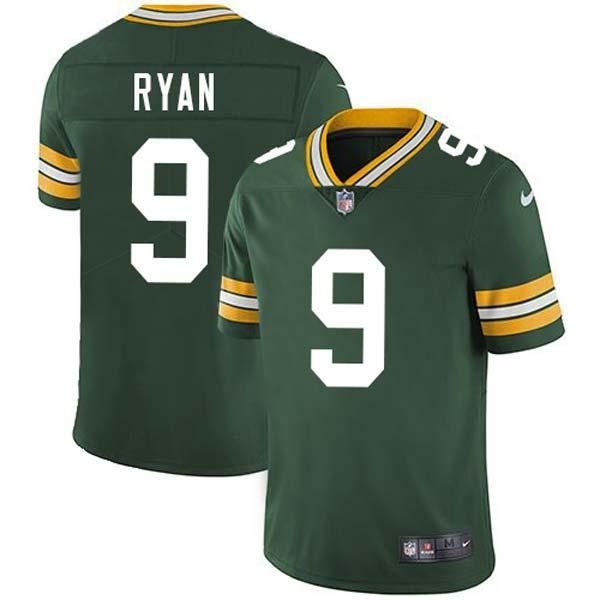Green Jon Ryan Packers Jersey Custom Sewn-on Patches Mens Womens Youth