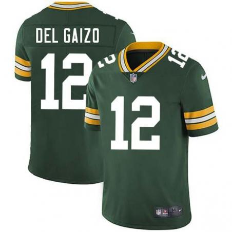 Green Jim Del Gaizo Packers Jersey Custom Sewn-on Patches Mens Womens Youth