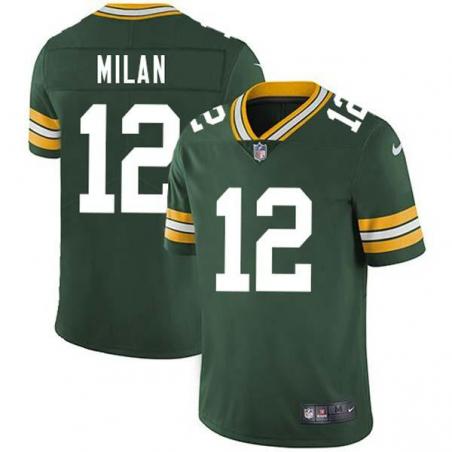Green Don Milan Packers Jersey Custom Sewn-on Patches Mens Womens Youth