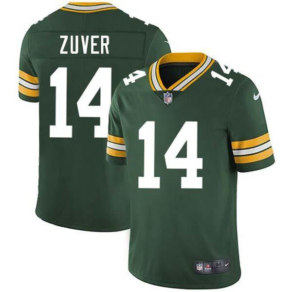 Green Merle Zuver Packers Jersey Custom Sewn-on Patches Mens Womens Youth